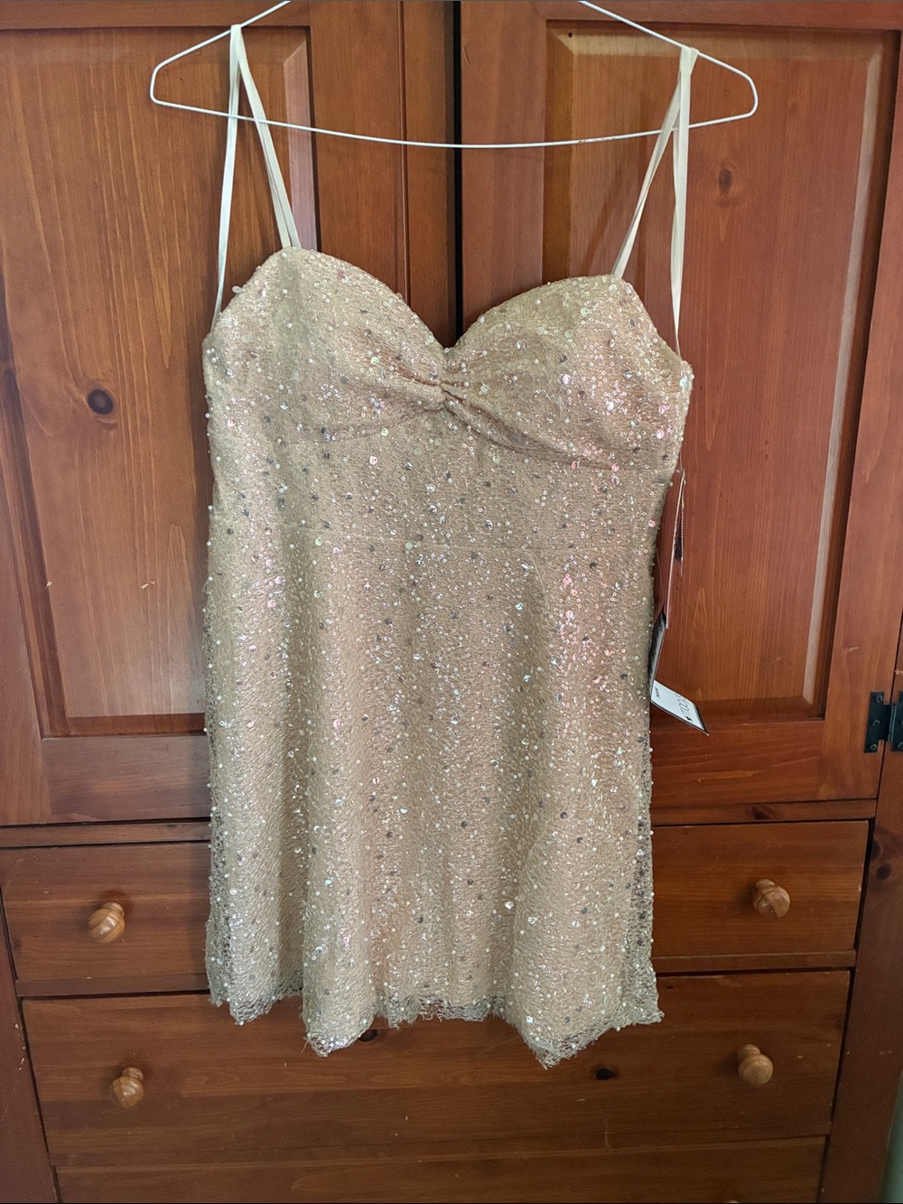 Emerald Sundae Champagne Sequin Mini Dress